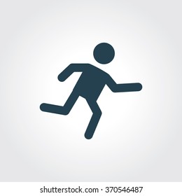 Blue Colored Icon of Runner On Gray Color Background. Eps-10.