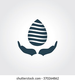 Blue Colored Icon of Save Water On Gray Color Background. Eps-10.