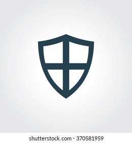Blue Colored Icon of Shield On Gray Color Background. Eps-10.