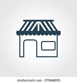 Blue Colored Icon of Shop On Gray Color Background. Eps-10.