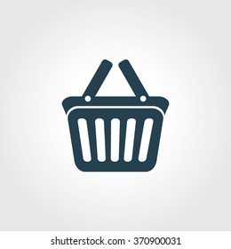 Blue Colored Icon of Shopping Basket On Gray Color Background. Eps-10.