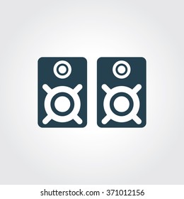 Blue Colored Icon of Speakers On Gray Color Background. Eps-10.