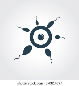 Blue Colored Icon of Sperm & Egg On Gray Color Background. Eps-10.