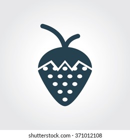 Blue Colored Icon of Strawberry On Gray Color Background. Eps-10.