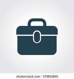 Blue Colored Icon of Suitcase On Gray Color Background. Eps-10.