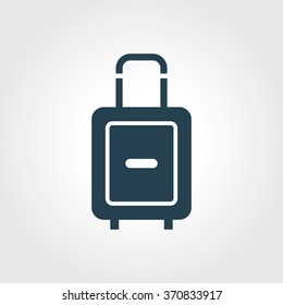 Blue Colored Icon of Suitcase On Gray Color Background. Eps-10.