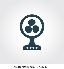 Blue Colored Icon of Table Fan On Gray Color Background. Eps-10.
