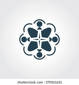 Blue Colored Icon of Team On Gray Color Background. Eps-10.