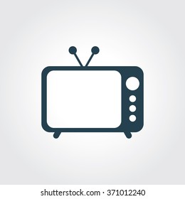 Blue Colored Icon of Television On Gray Color Background. Eps-10.