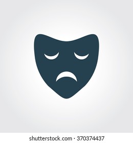 Blue Colored Icon of Theater Mask  On Gray Color Background. Eps-10.