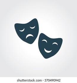 Blue Colored Icon of Theater Mask On Gray Color Background. Eps-10.