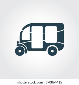 Blue Colored Icon of Three wheeled motor rickshaw On Gray Color Background. Eps-10.