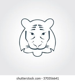 Blue Colored Icon of Tiger On Gray Color Background. Eps-10.