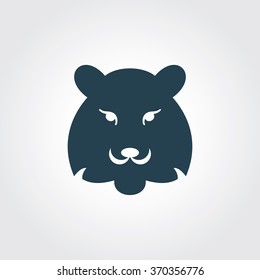 Blue Colored Icon of Tiger On Gray Color Background. Eps-10.