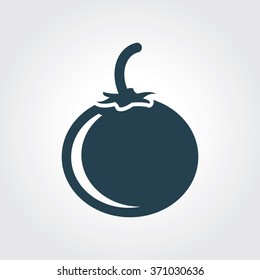 Blue Colored Icon of Tomato On Gray Color Background. Eps-10.