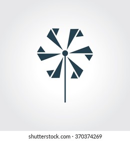Blue Colored Icon of Toy Wind Mill On Gray Color Background. Eps-10.