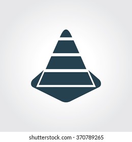 Blue Colored Icon of Traffic Cone On Gray Color Background. Eps-10.
