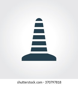 Blue Colored Icon of Traffic Cone On Gray Color Background. Eps-10.