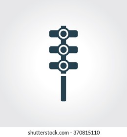 Blue Colored Icon of Traffic Signal Light On Gray Color Background. Eps-10.
