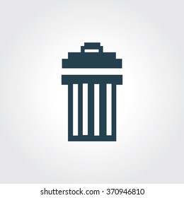Blue Colored Icon of Trash Can Or Dustbin On Gray Color Background. Eps-10.