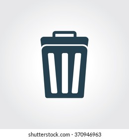 Blue Colored Icon of Trash Can Or Dustbin On Gray Color Background. Eps-10.