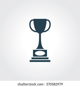 Blue Colored Icon of Trophy On Gray Color Background. Eps-10.