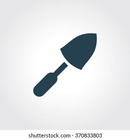 Blue Colored Icon of Trowel On Gray Color Background. Eps-10.