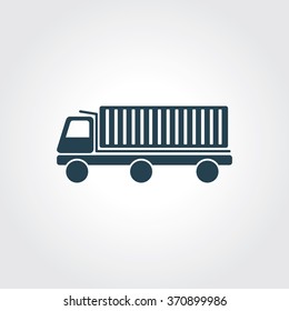 Blue Colored Icon of Truck On Gray Color Background. Eps-10.