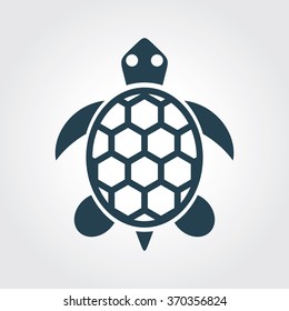 Blue Colored Icon of Turtle On Gray Color Background. Eps-10.