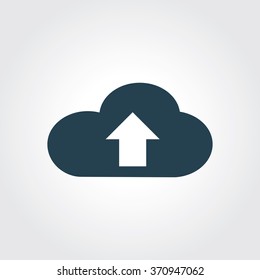 Blue Colored Icon of Upload On Gray Color Background. Eps-10.