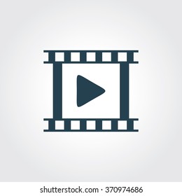 Blue Colored Icon of Video On Gray Color Background. Eps-10.