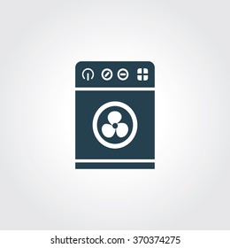 Blue Colored Icon of Washing Machine On Gray Color Background. Eps-10.