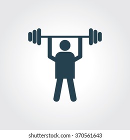 Blue Colored Icon of Weight Lifter On Gray Color Background. Eps-10.