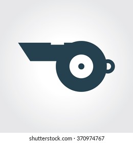 Blue Colored Icon of Whistle On Gray Color Background. Eps-10.