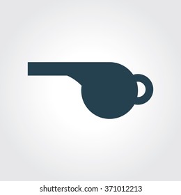 Blue Colored Icon of Whistle On Gray Color Background. Eps-10.