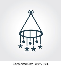 Blue Colored Icon of Wind chimes-baby hanging toy On Gray Color Background. Eps-10.