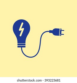 Blue Colored Idea Bulb Icon on Light Orange Background. Eps-10.