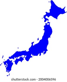 Blue colored Japan outline map. Political japanese map. Vector illustration map.