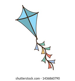 blue colored kite flying with white background