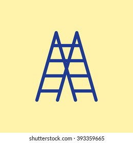 Blue Colored Ladder Icon on Light Orange Background. Eps-10.