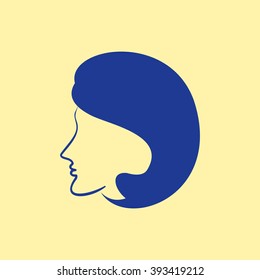 Blue Colored Lady, Female, Woman Icon on Light Orange Background. Eps-10.