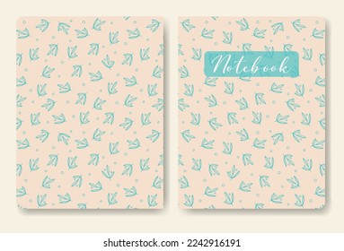 Blue colored leaves background template for notebook.