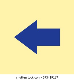 Blue Colored Left Arrow Icon on Light Orange Background. Eps-10.