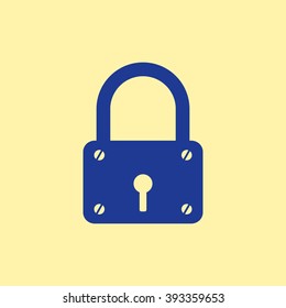 Blue Colored Lock Icon on Light Orange Background. Eps-10.