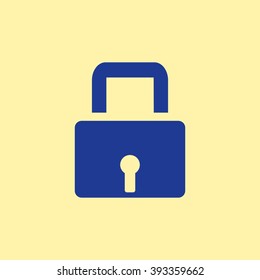 Blue Colored Lock Icon on Light Orange Background. Eps-10.
