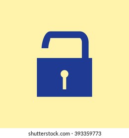 Blue Colored Lock Icon on Light Orange Background. Eps-10.
