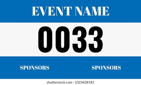 Blue colored marathon number bib isolated on white.