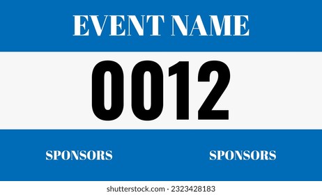 Blue colored marathon number bib isolated on white.