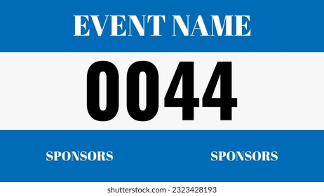 Blue colored marathon number bib isolated on white.