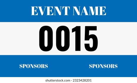 Blue colored marathon number bib isolated on white.